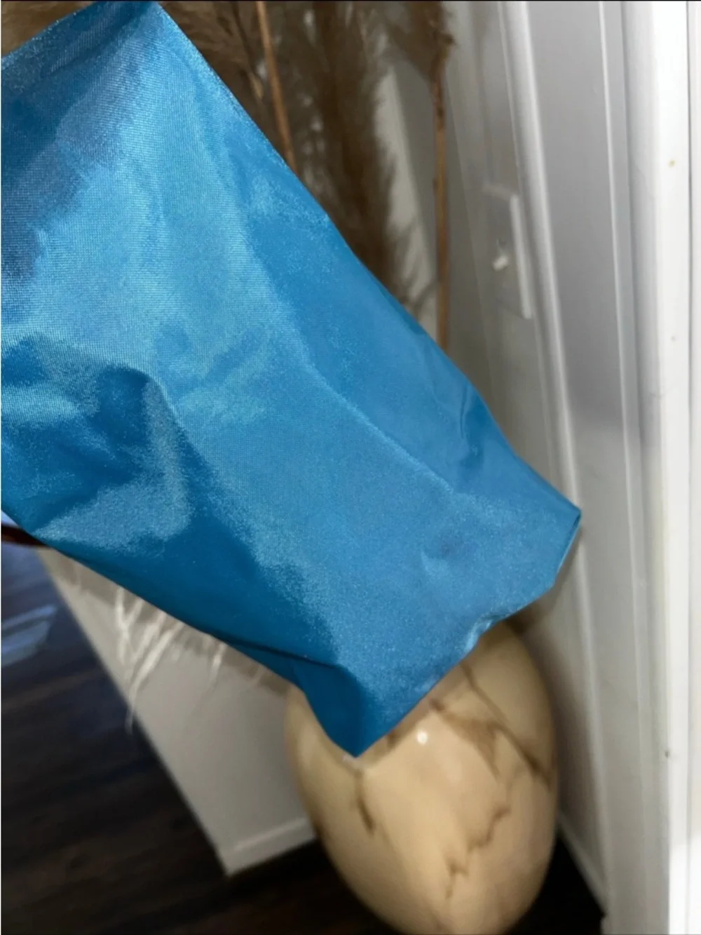 Longchamp Small Tote in Teal with Brown Leather Trim - Picture 5 of 6